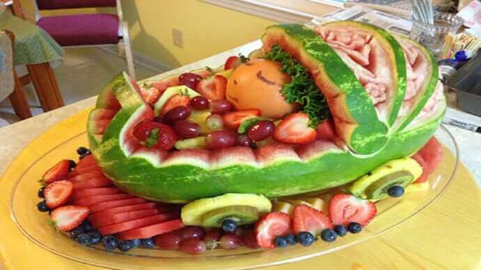 how to make a watermelon baby carriage with baby inside